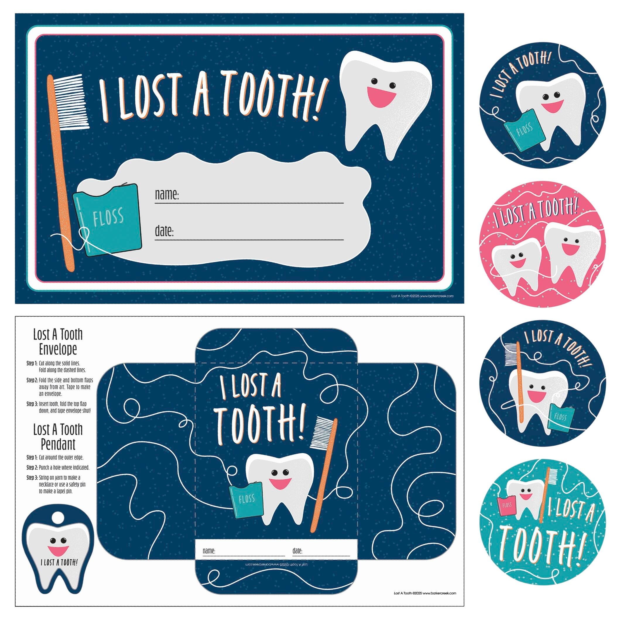 Barker Creek Lost Tooth Awards, Classsroom Set 2151019